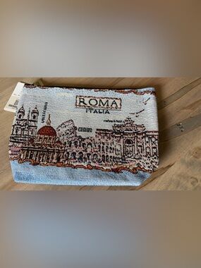 Roma Multicolor and Light Blue Woven Pouch